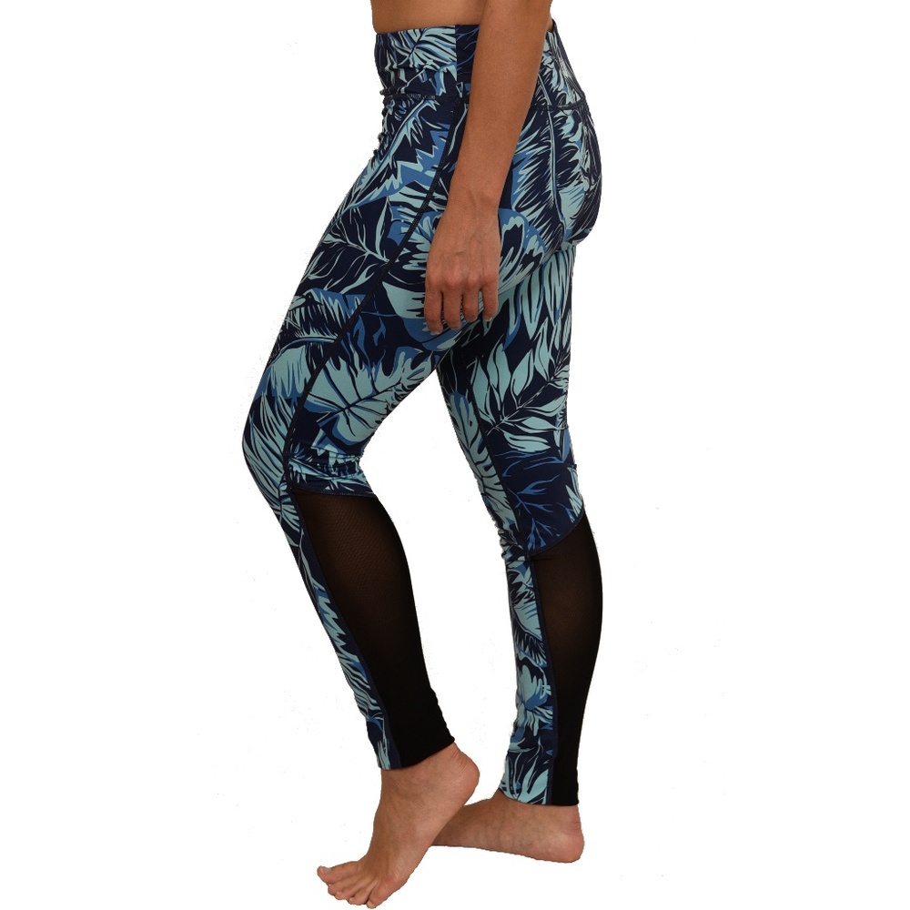 Tropical Hawaiian Fern Mesh Yoga Pants Leggings